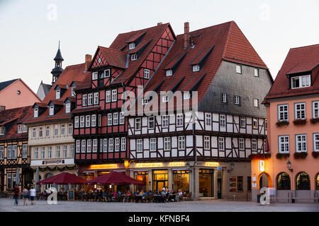 Welterbestadt Quedlinburg historischer Marktplatz bei Nacht Stockfoto