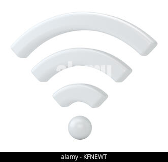 Wi-fi wireless Netzwerk symbol, 3D-Rendering auf weißem Hintergrund Stockfoto