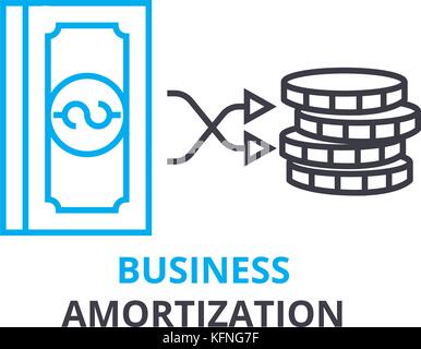 Business Abschreibungen Konzept, Gliederung Symbol, lineare Zeichen, dünne Linie Piktogramm, Logo, Illustration, Vektor Stock Vektor