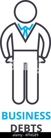 Business schulden Konzept, Gliederung Symbol, lineare Zeichen, dünne Linie Piktogramm, Logo, Illustration, Vektor Stock Vektor