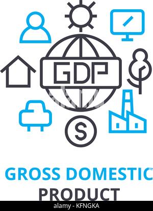 Bruttoinlandsprodukt Konzept, Gliederung Symbol, lineare Zeichen, dünne Linie Piktogramm, Logo, Vektor, Abbildung Stock Vektor
