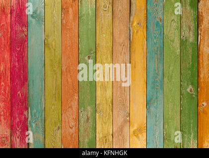 Leuchtend bunte Holzplanken Textur oder Hintergrund Stockfoto