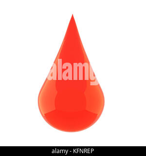 Realistische Tropfen Blut auf isolierte Weiß in 3D-Rendering Stockfoto