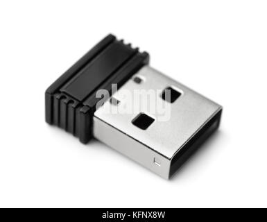 Mini USB WLAN Dongle isoliert auf weißem Stockfoto