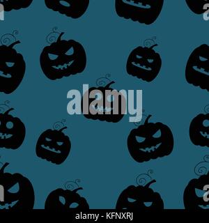 Nahtlose Muster mit Halloween Kürbisse auf farbigen Hintergrund. Stock Vektor