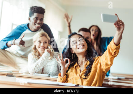 Studenten, die selfie Stockfoto