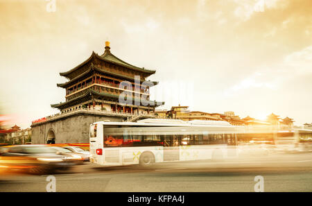 China Xi'an Wahrzeichen der Stadt, der Glockenturm Stockfoto