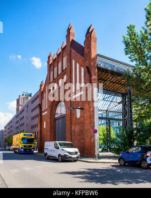 Berlin, Tegel. Teil des alten Borsig Firmengebäude, Hersteller von Dampfmaschinen und Lokomotiven, Ziegel, denkmalgeschützten Fabrikgebäude, Stockfoto