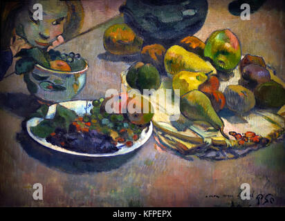 Nature morte aux Obst - Stillleben mit Obst 1888 Paul Gauguin - Eugène Henri Paul Gauguin 1848 - 1903 war eine französische post-impressionistischen Künstler, Frankreich. (Gestorben ,8 Mai 1903, Atuona, Marquesas Islands, Französisch-Polynesien) Maler, Bildhauer. Stockfoto