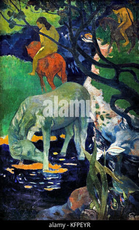 Le Cheval Blanc - Das weiße Pferd 1898 Paul Gauguin - Eugène Henri Paul Gauguin 1848 - 1903 war eine französische post-impressionistischen Künstler, Frankreich. (Gestorben ,8 Mai 1903, Atuona, Marquesas Islands, Französisch-Polynesien) Maler, Bildhauer. Stockfoto