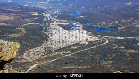 Eine Luftaufnahme von Jasper in Kanada Stockfoto