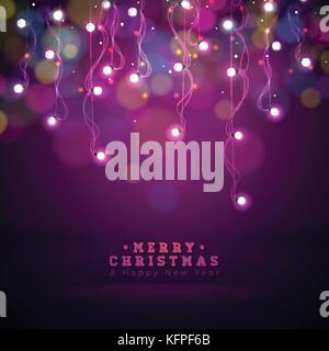 Helle Weihnachtsbeleuchtung Abbildung auf einem dunklen transparenten Hintergrund. Eps 10 vektor design. Stock Vektor