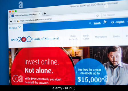 LONDON, UK, 25. Oktober 2017: Die Homepage der offiziellen Website für die Bank von Montreal, am 25. Oktober 2017. Stockfoto