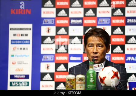 Tokio, Japan. 31. Oktober 2017. Akira Nishino (JPN) Fußball/Fußball : Japans Cheftrainer Vahid Halilhodzic nimmt an der Pressekonferenz Teil, um die Mannschaft für die internationalen Freundschaftsspiele gegen Brasilien und Belgien im JFA House in Tokio, Japan, bekannt zu geben. Quelle: Kenzaburo Matsuoka/AFLO/Alamy Live News Stockfoto