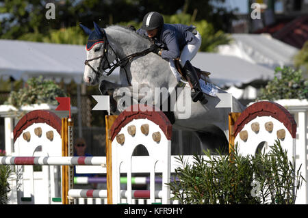 Laura Kraut (USA), Cedric, Winter Equestrian Festival, Wellington, Florida, im Februar 2007, CSIO Willkommen Beteiligung Stockfoto