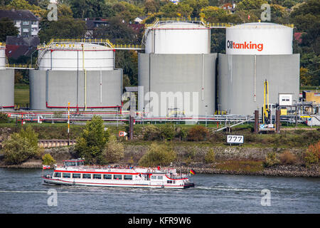 Duisburger Häfen, Tanklager von Oiltanking Deutschland Gmbh, großen Tanks für Brennstoffe und pflanzliche Öle, am Rhein, Duisburg, Stockfoto