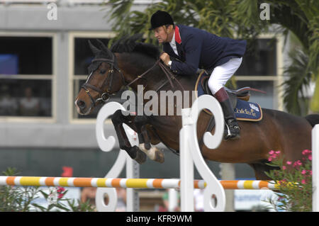 Robert Smith (GBR), Marius Claudius, Winter Equestrian Festival, Wellington, Florida, März 2007, US Open Jumper Meisterschaft Stockfoto