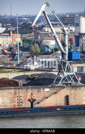 Duisburger Häfen, rheinkai Nord, äußeren Hafen, am Rhein, Duisburg, Laden für importierte Kohle, Stockfoto