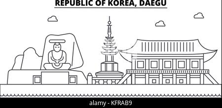 Republik Korea, daegu Architektur Skyline Gebäude, Silhouette, umriss Landschaft, Wahrzeichen. bearbeitbaren Anschläge. städtischen Skyline Darstellung. flat Design Vector, line Konzept Stock Vektor