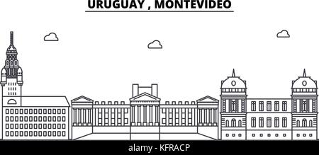 Uruguay, Montevideo Architektur Skyline Gebäude, Silhouette, umriss Landschaft, Wahrzeichen. bearbeitbaren Anschläge. städtischen Skyline Darstellung. flat Design Vector, line Konzept Stock Vektor