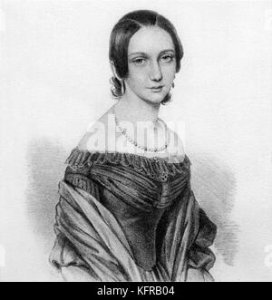 Clara Schumann in 1840. Deutsche Pianist (1819-1896), geb. Wieck, die Ehefrau des Komponisten Robert Schumann. Stockfoto