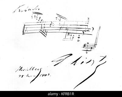 Musikalische Notation von Franz Liszt. Ungarische Pianist und Komponist, 22. Oktober 1811 - vom 31. Juli 1886. Stockfoto