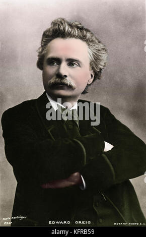 Edvard Grieg mit gekreuzten Armen. Norwegischen Komponisten schottischer Abstammung (1843-1907) Stockfoto