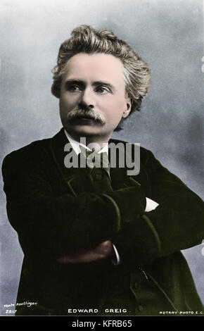 Edvard Grieg mit gekreuzten Armen. Norwegischen Komponisten schottischer Abstammung (1843-1907) Stockfoto