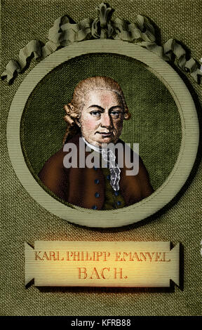 Carl Philipp Emanuel Bach, Deutscher Komponist, 1714-1778. J S Bach's zweite überlebende Sohn.. Stockfoto