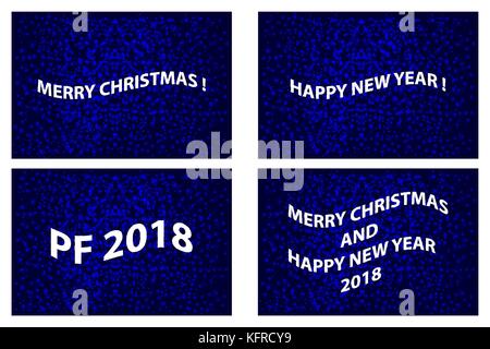 Fröhliche Weihnachten, frohes neues Jahr, pf 2018, Weihnachten card-weiß und blau Vektor einrichten, Stock Vektor