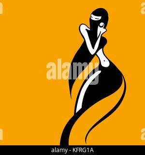 Östliche Frau Silhouette. Hand gezeichnet Vector Illustration Stock Vektor