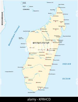 Madagaskar Vektorkarte Stock Vektor