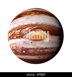 Planet Jupiter auf weißem Hintergrund Stockfoto