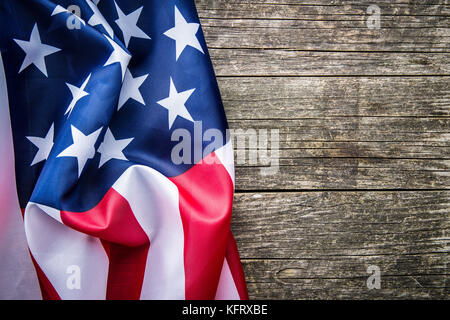 Usa-Flagge im Hintergrund. nach oben anzeigen. Stockfoto