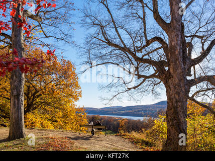 Hudson River gesehen von der Vanderbilt Mansion National Historic Site, Hyde Park, New York State, USA Stockfoto