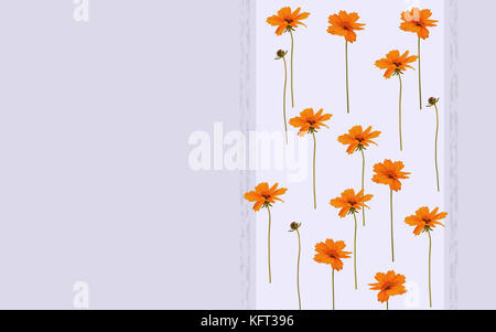 Watercolored orange Blüten auf Violett oder Grün Hintergrund Stockfoto