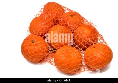 Ein Netz von Clementine Orangen Stockfoto