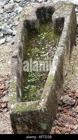 Einer mittelalterlichen Steinsarg von Nunnaminster ausgegraben, später als St. Mary's Abbey bekannt auf der Website der Grundlagen der Abtei. Abtei Passage, Seilwinde Stockfoto