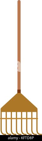 Rake Blätter mit Holzstab in bunten Silhouette Stock Vektor