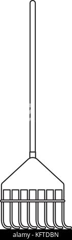 Rake Blätter mit Holzstab in Schwarzweiß Silhouette Stock Vektor