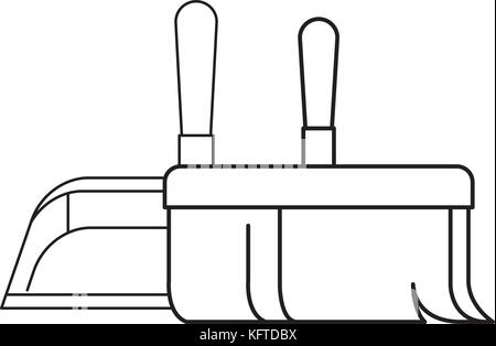 Schaufel und Handfeger in Nahaufnahme in Schwarzweiß Silhouette Stock Vektor