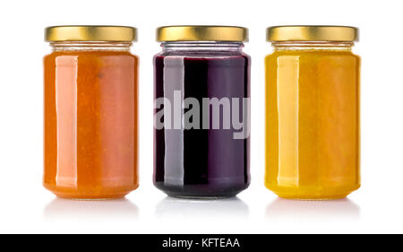 Jasr Marmelade auf weißem Hintergrund mit Freistellungspfad isoliert Stockfoto