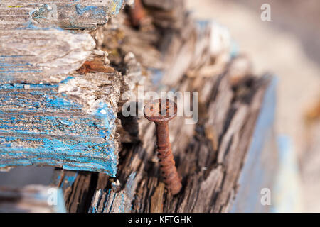 Teil der alten Holzbänke Stockfoto