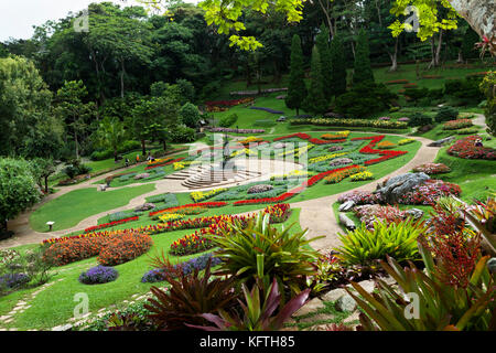 Formale Gärten der königlichen Vila in Doi Tung, Provinz Chiang Rai, Thailand Stockfoto