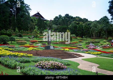 Formale Gärten der königlichen Vila in Doi Tung, Provinz Chiang Rai, Thailand Stockfoto