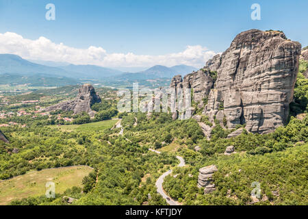 Blick über Meteora in Griechenland Stockfoto