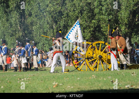 Villa Sorra, Italien - 17. Juli 2016: People on Napoleonica. Kostümierte Rekonstruktion der historischen Schlacht. Castelfranco Emilia, Modena Stockfoto