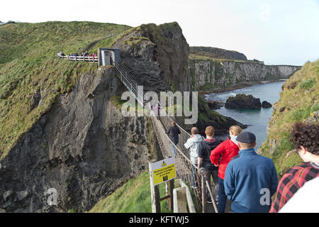 Carrick-a-Rede Rope Bridge, Ballintoy, Co Antrim, Nordirland Stockfoto