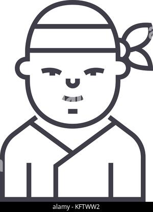 Ninja, japanisch Vektor Symbol Leitung, Zeichen, Abbildung auf Hintergrund, editierbare Anschläge Stock Vektor