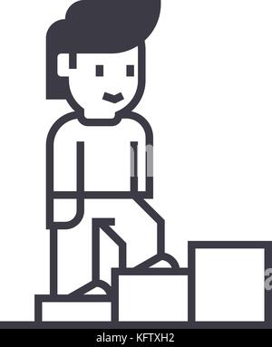 Persönliches Wachstum, man Treppen vektor Symbol Leitung, Zeichen, Abbildung auf Hintergrund, editierbare Anschläge Stock Vektor